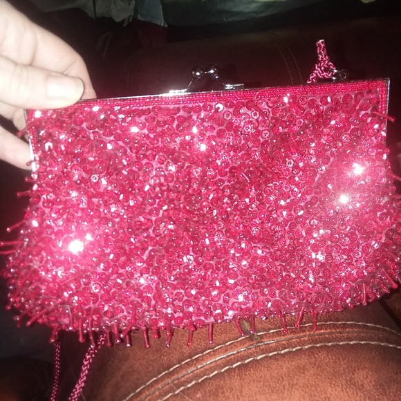 Lancome Handbags - Beautiful Lancome red beaded party purse
